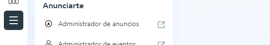 Captura de pantalla del enlace que lleva al administrador de anuncios en la plataforma publicitaria de Meta (Ex Facebook).
