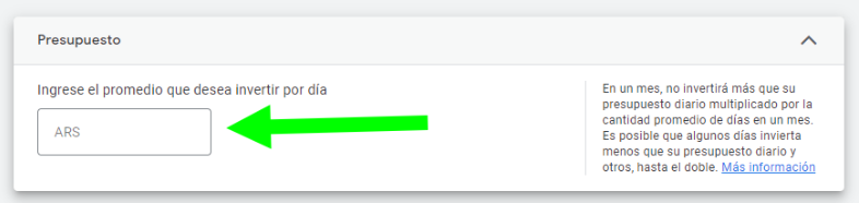 Presupuesto campaña de maximo rendimiento Google Ads
