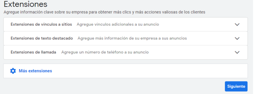 extensiones de anuncios google ads
