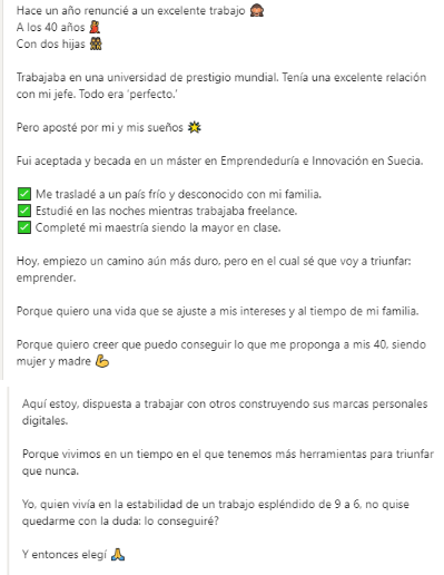 Captura de pantalla de la publicación en LinkedIn que menciono en este episodio.