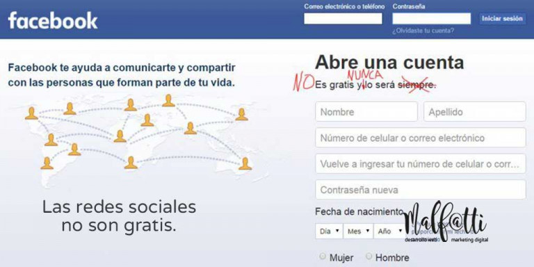 Facebook no es gratis y nunca lo será.